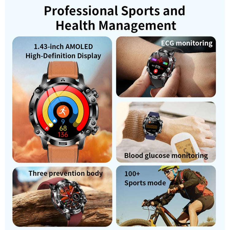 ET482 1.43 inch AMOLED Screen Sports Smart Watch Support Bluetooth Call /  ECG Function(Red Silic...