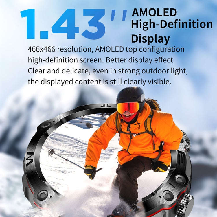 ET482 1.43 inch AMOLED Screen Sports Smart Watch Support Bluetooth Call /  ECG Function(Red Silic...