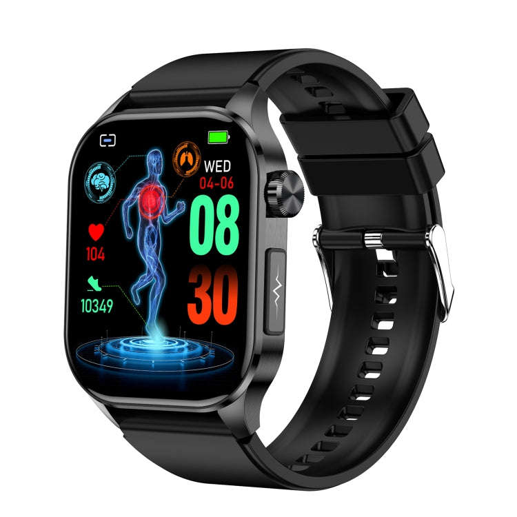ET580 2.04 inch AMOLED Screen Sports Smart Watch Support Bluetooth Call /  ECG Function(Black Sil...