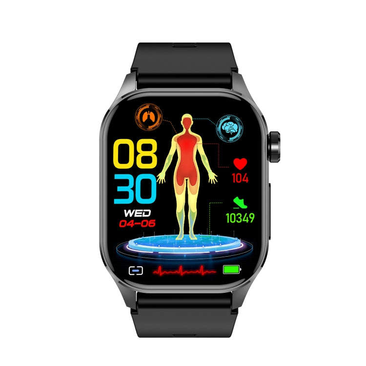 ET580 2.04 inch AMOLED Screen Sports Smart Watch Support Bluetooth Call /  ECG Function(Black Sil...