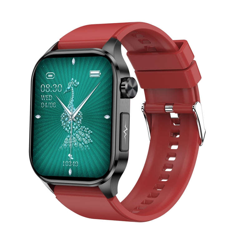 ET580 2.04 inch AMOLED Screen Sports Smart Watch Support Bluetooth Call /  ECG Function(Red Silic...