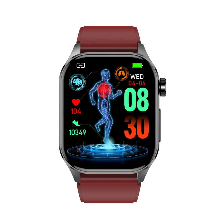 ET580 2.04 inch AMOLED Screen Sports Smart Watch Support Bluetooth Call /  ECG Function(Red Silic...