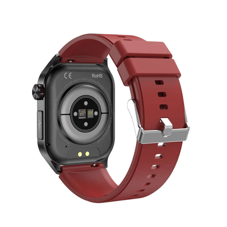 ET580 2.04 inch AMOLED Screen Sports Smart Watch Support Bluetooth Call /  ECG Function(Red Silic...