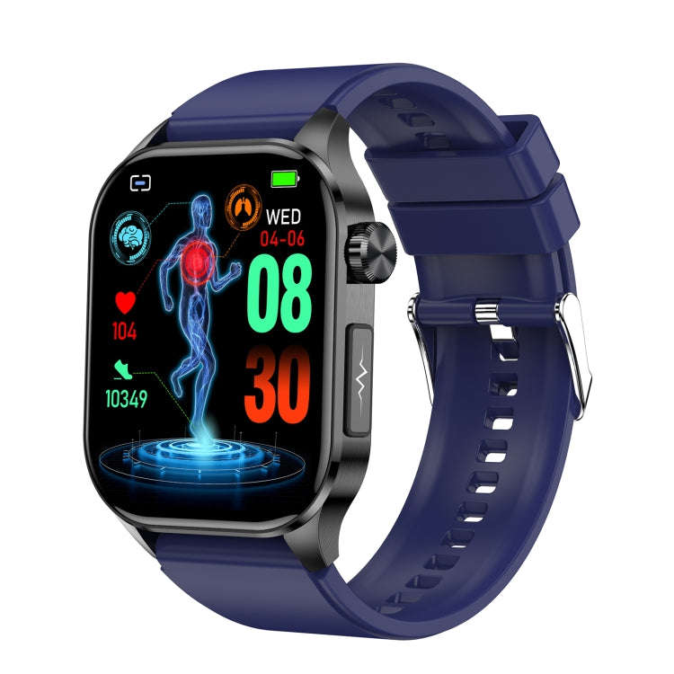ET580 2.04 inch AMOLED Screen Sports Smart Watch Support Bluetooth Call /  ECG Function(Blue Sili...