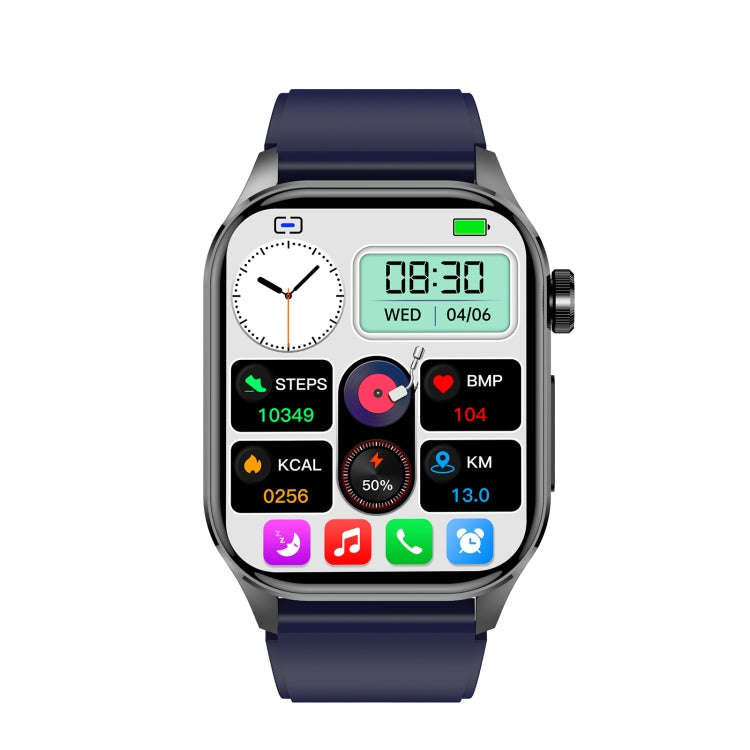 ET580 2.04 inch AMOLED Screen Sports Smart Watch Support Bluetooth Call /  ECG Function(Blue Sili...