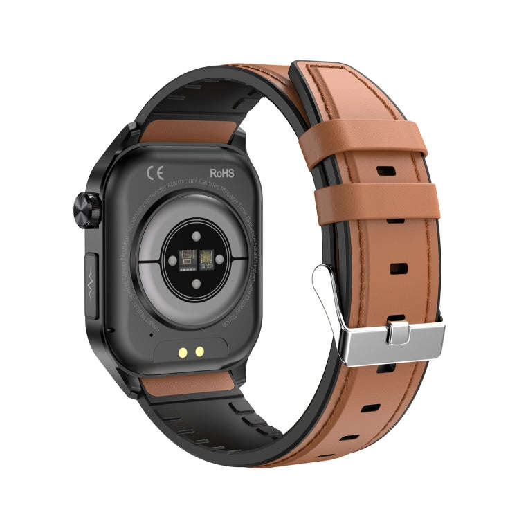 ET580 2.04 inch AMOLED Screen Sports Smart Watch Support Bluetooth Call /  ECG Function(Brown Lea...