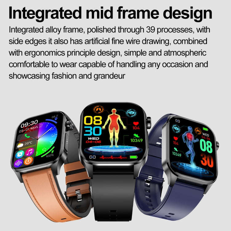 ET580 2.04 inch AMOLED Screen Sports Smart Watch Support Bluetooth Call /  ECG Function(Black Sil...