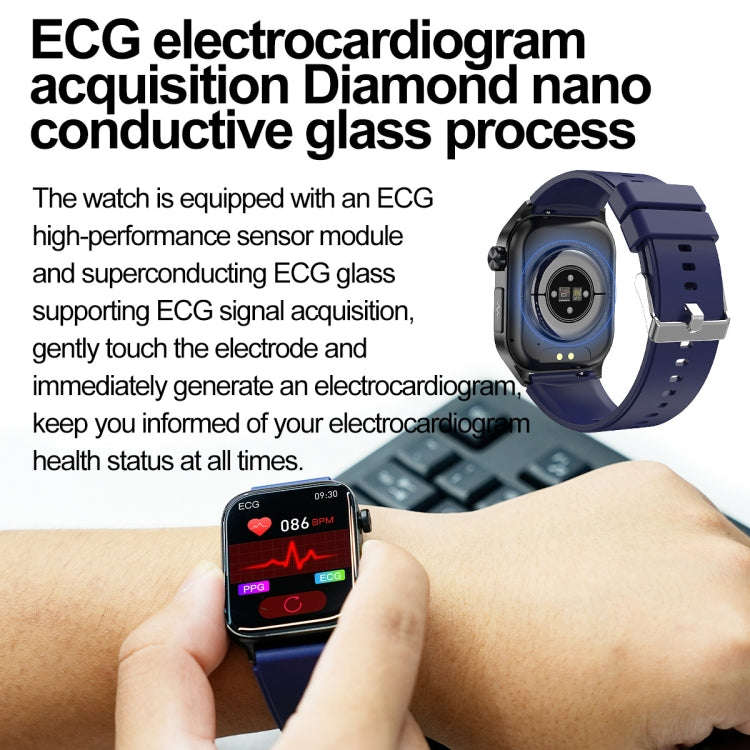 ET580 2.04 inch AMOLED Screen Sports Smart Watch Support Bluetooth Call /  ECG Function(Black Sil...