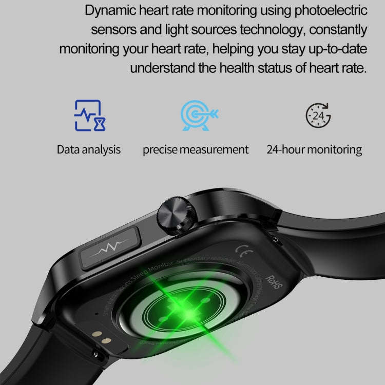 ET580 2.04 inch AMOLED Screen Sports Smart Watch Support Bluetooth Call /  ECG Function(Black Sil...