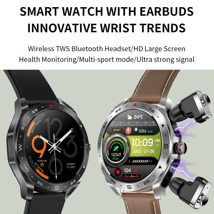 LEMFO T95 1.52 inch IPS Screen 2 in 1 Bluetooth Earphone Smart Watch Support Health Monitoring(Si...
