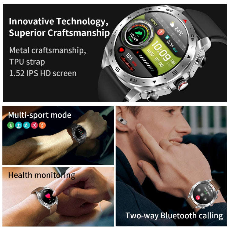 LEMFO T95 1.52 inch IPS Screen 2 in 1 Bluetooth Earphone Smart Watch Support Health Monitoring(Bl...