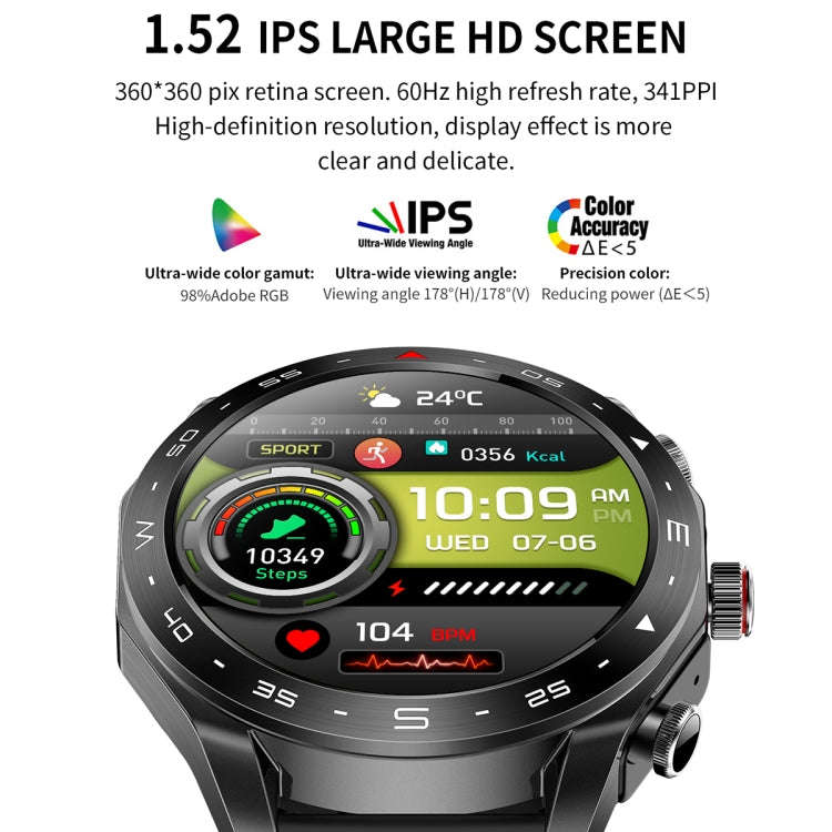 LEMFO T95 1.52 inch IPS Screen 2 in 1 Bluetooth Earphone Smart Watch Support Health Monitoring(Bl...
