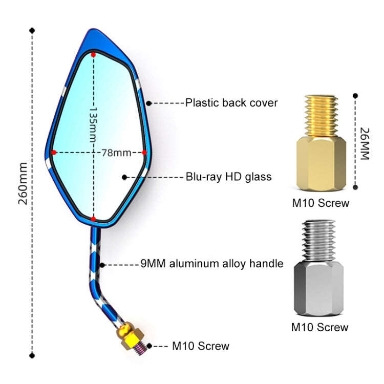 Motorcycle / Electromobile Modified Diamond-shaped Burnt Titanium Plating Rearview Mirror, Style:...