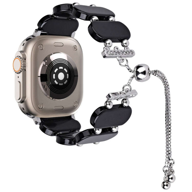 For Apple Watch Ultra 2 49mm Resin Retractable Chain Watch Band(Black)