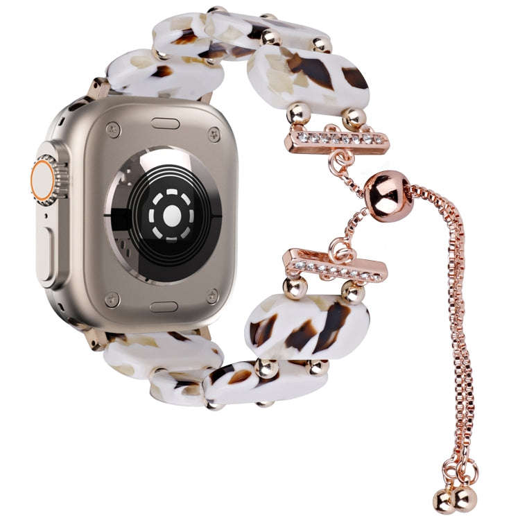 For Apple Watch Ultra 2 49mm Resin Retractable Chain Watch Band(Nougat)