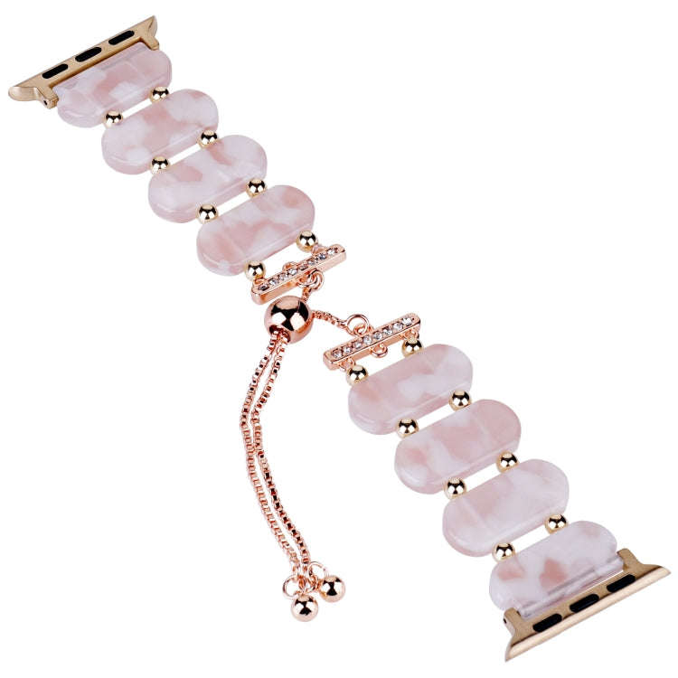 For Apple Watch Series 7 41mm Resin Retractable Chain Watch Band(Pink Flower)