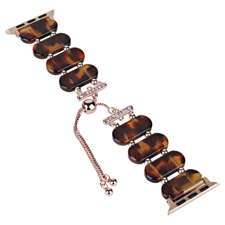 For Apple Watch SE 40mm Resin Retractable Chain Watch Band(Tortoiseshell)