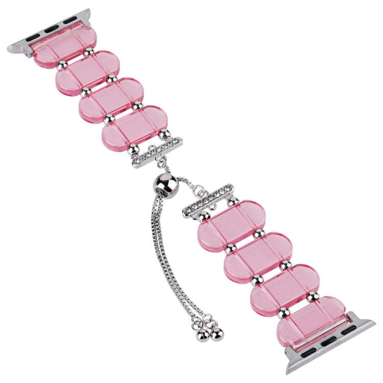 For Apple Watch Series 6 44mm Resin Retractable Chain Watch Band(Pink)