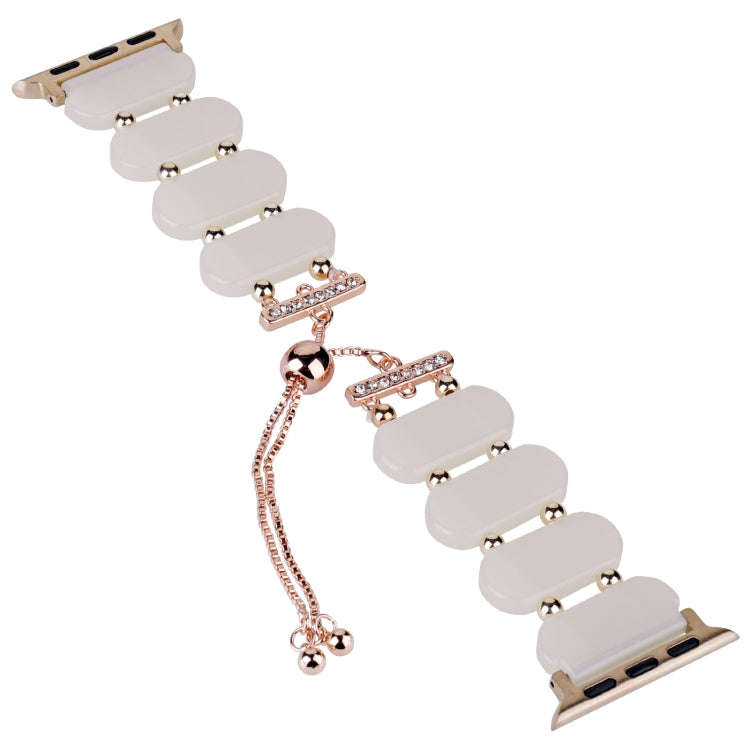 For Apple Watch Series 4 44mm Resin Retractable Chain Watch Band(Mermaid Pink)
