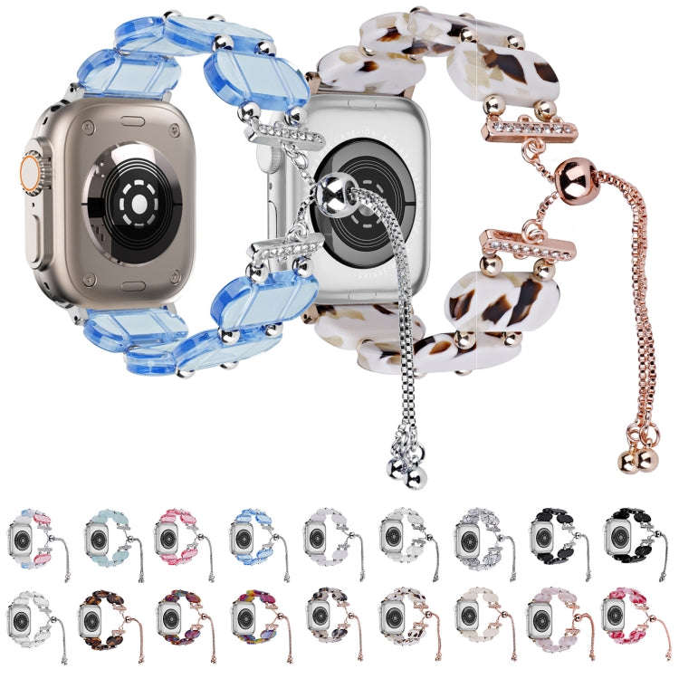 For Apple Watch Ultra 49mm Resin Retractable Chain Watch Band(Tortoiseshell)