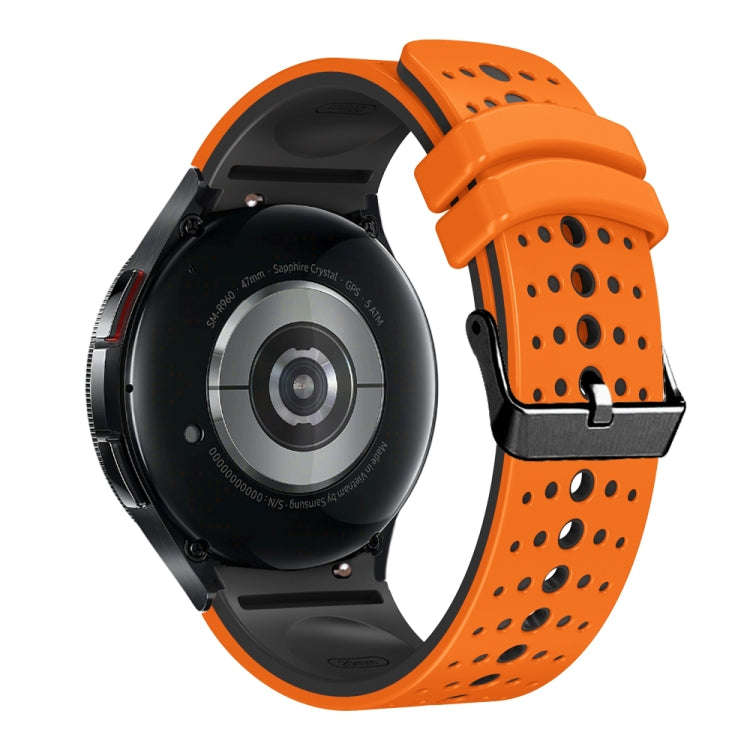 For Samsung Galaxy Watch 6 Two Color Silicone Watch Band(Orange Black)