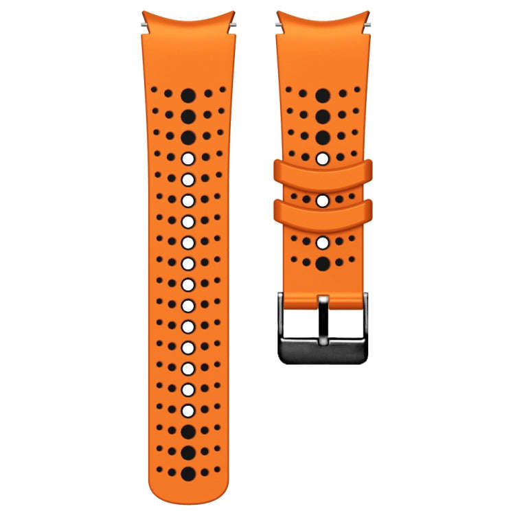 For Samsung Galaxy Watch 6 Two Color Silicone Watch Band(Orange Black)