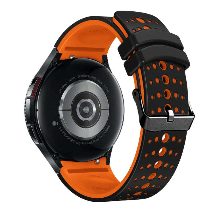 For Samsung Galaxy Watch 6 Two Color Silicone Watch Band(Black Orange)