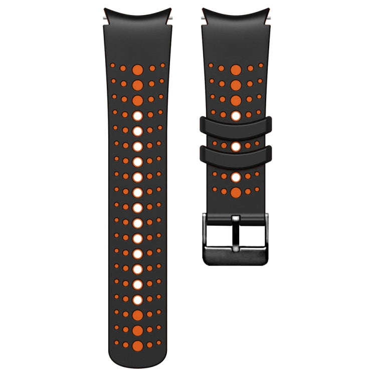 For Samsung Galaxy Watch 6 Two Color Silicone Watch Band(Black Orange)