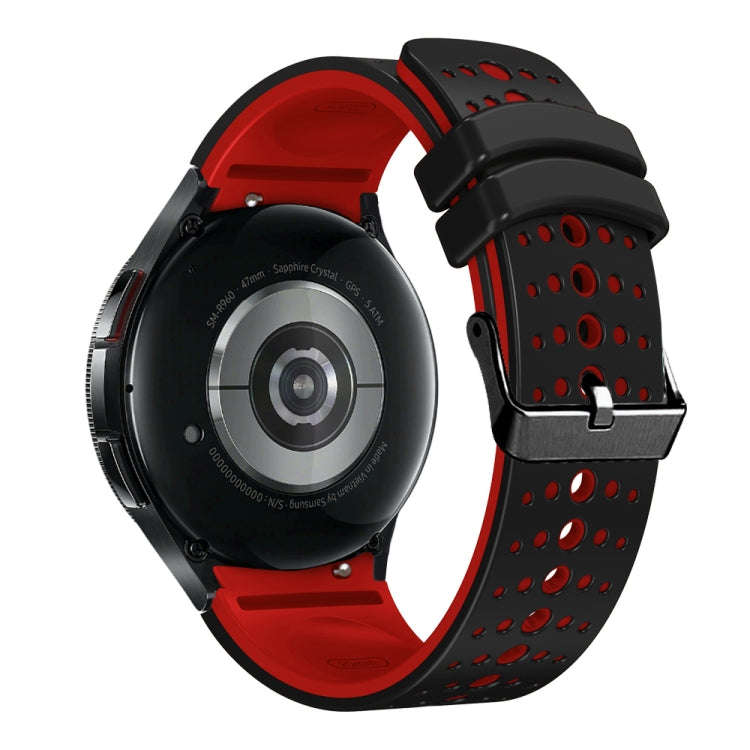 For Samsung Galaxy Watch 6 Two Color Silicone Watch Band(Black Red)