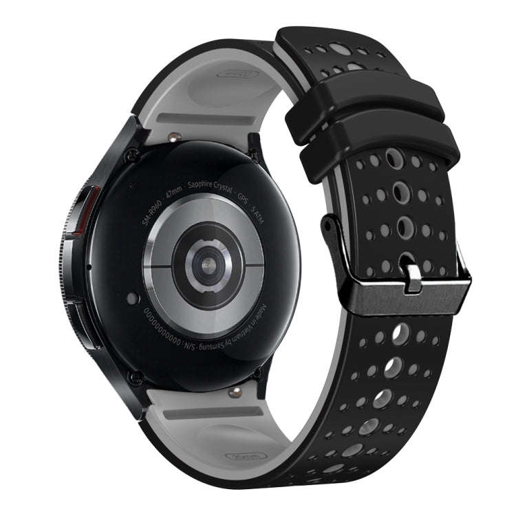 For Samsung Galaxy Watch 6 Two Color Silicone Watch Band(Black Grey)