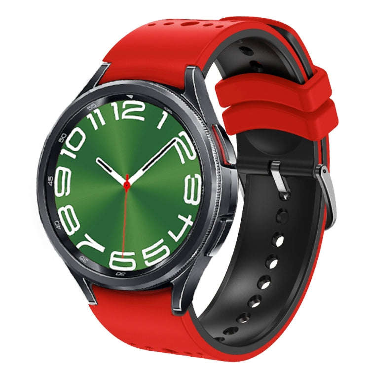 For Samsung Galaxy Watch 6 Two Color Silicone Watch Band(Red Black)