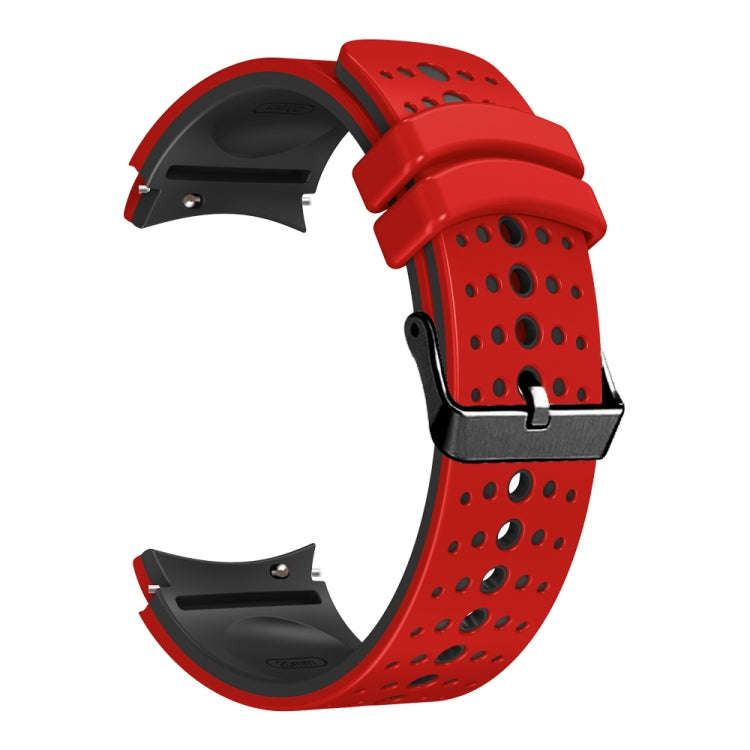 For Samsung Galaxy Watch 6 Two Color Silicone Watch Band(Red Black)