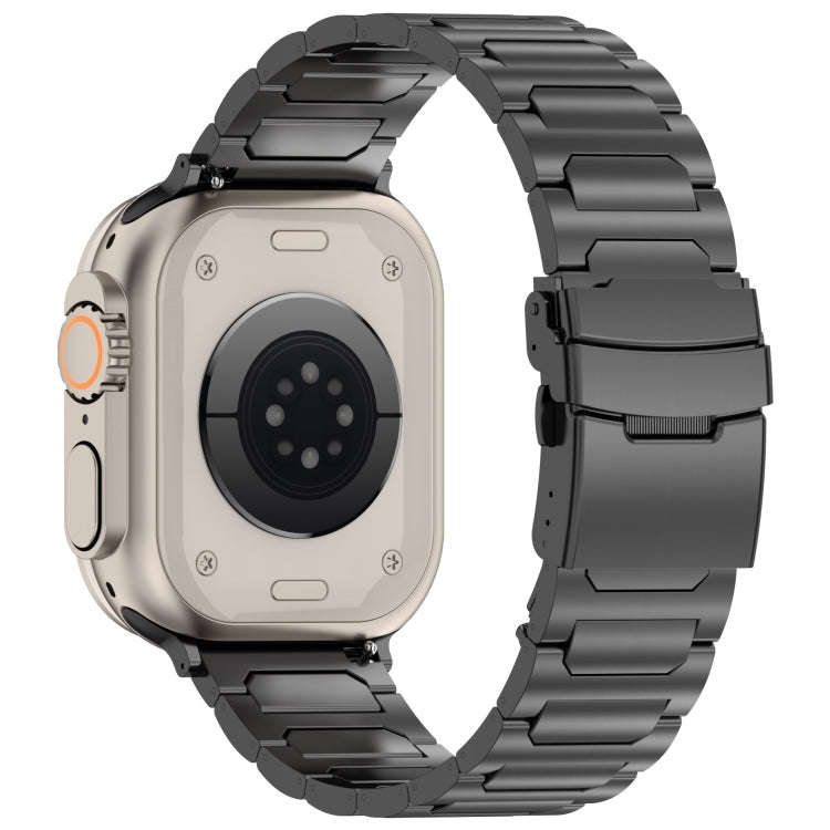 For Apple Watch Ultra 49mm I-Shaped Titanium Metal Watch Band(Black)