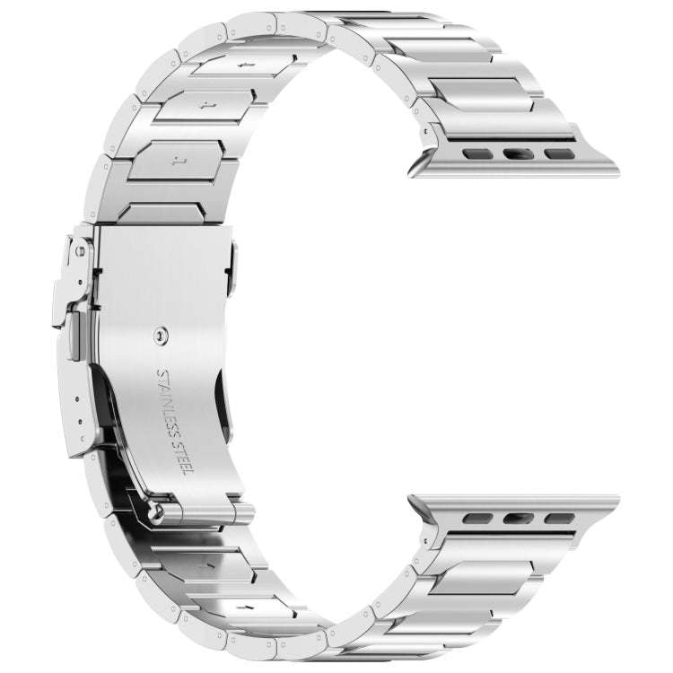 For Apple Watch Series 4 44mm I-Shaped Titanium Metal Watch Band(Mirror Silver)