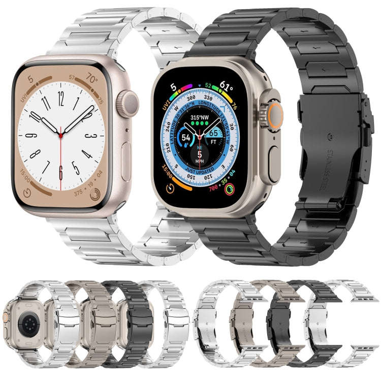 For Apple Watch Series 4 44mm I-Shaped Titanium Metal Watch Band(Mirror Silver)