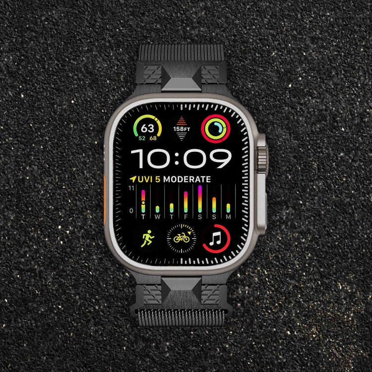 For Apple Watch SE 2023 44mm Mecha Style Milanese Metal Watch Band(Titanium Grey)