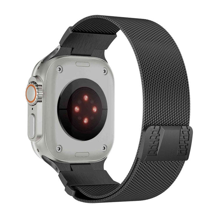 For Apple Watch SE 2023 44mm Mecha Style Milanese Metal Watch Band(Titanium Grey)