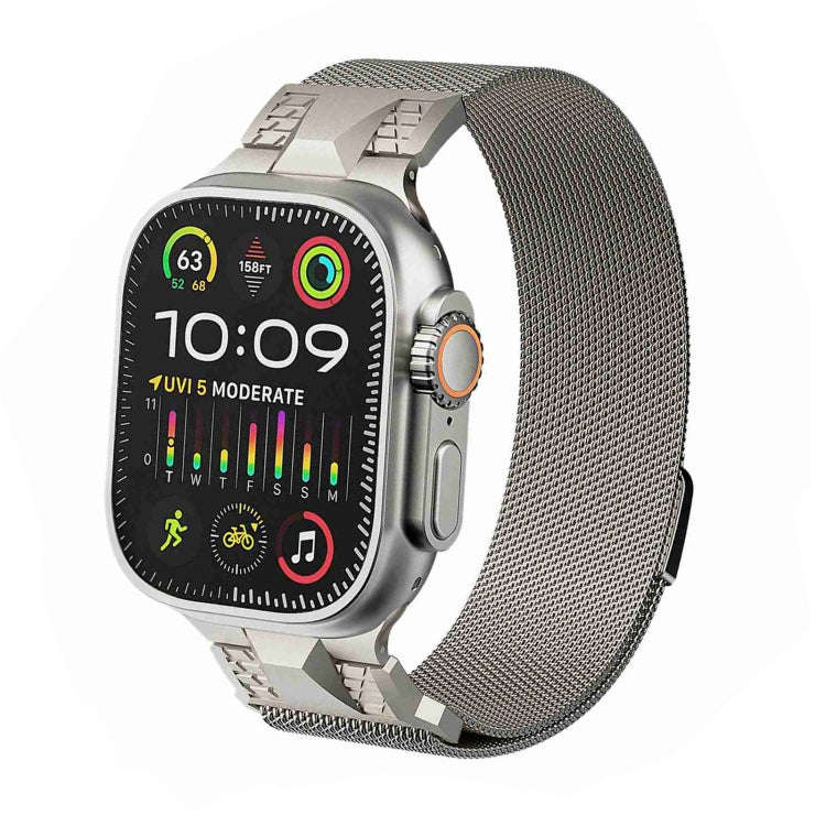 For Apple Watch Ultra 2 49mm Mecha Style Milanese Metal Watch Band(Starlight)