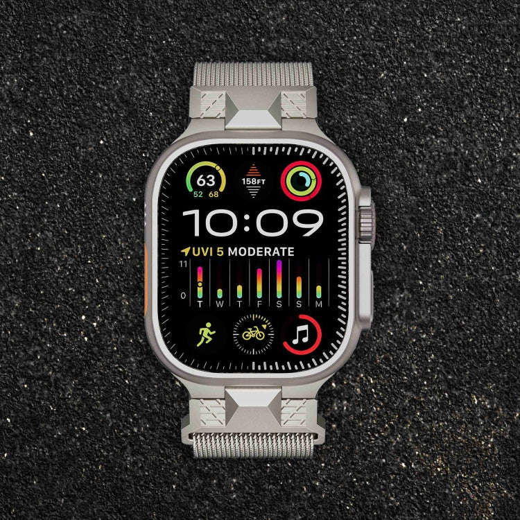 For Apple Watch Ultra 2 49mm Mecha Style Milanese Metal Watch Band(Starlight)