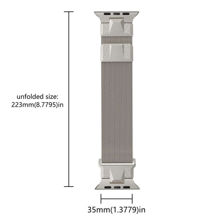 For Apple Watch Ultra 2 49mm Mecha Style Milanese Metal Watch Band(Starlight)