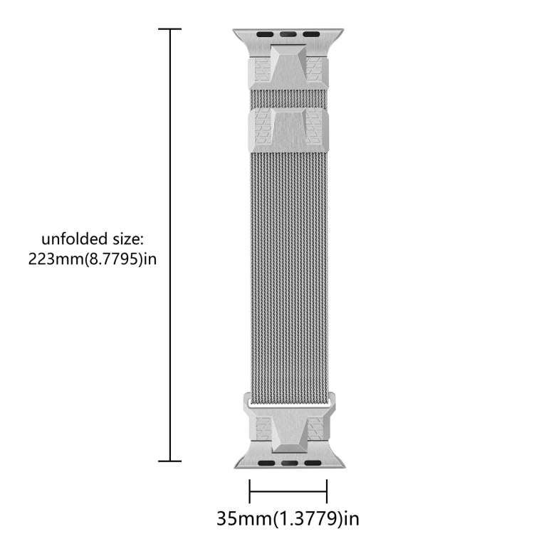 For Apple Watch SE 44mm Mecha Style Milanese Metal Watch Band(Titanium Silver)