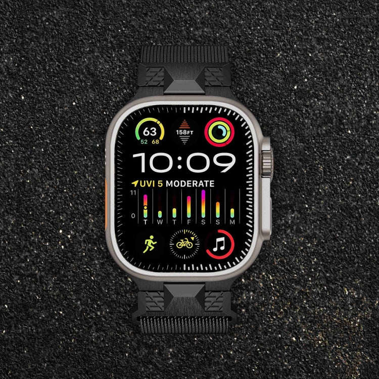 For Apple Watch Series 5 44mm Mecha Style Milanese Metal Watch Band(Black)