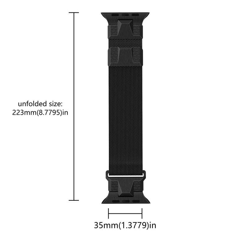 For Apple Watch Series 5 44mm Mecha Style Milanese Metal Watch Band(Black)