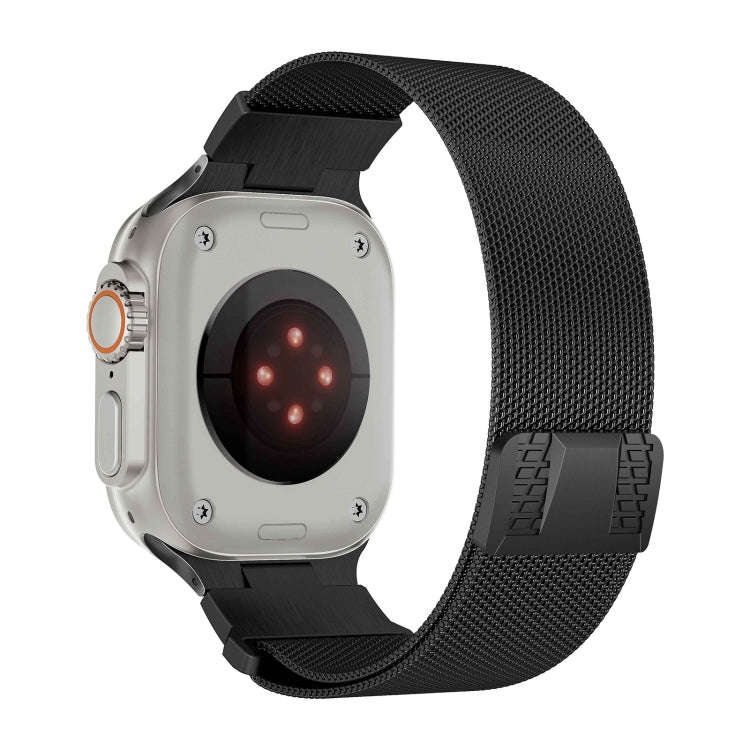 For Apple Watch Series 5 44mm Mecha Style Milanese Metal Watch Band(Black)