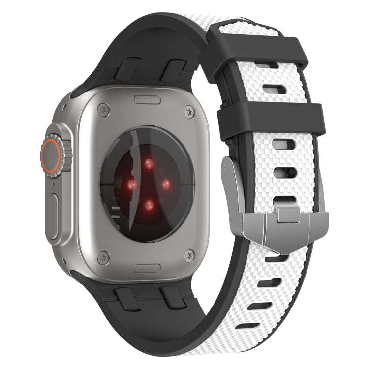 For Apple Watch Ultra 2 49mm Oak Silicone Watch Band(Black White)