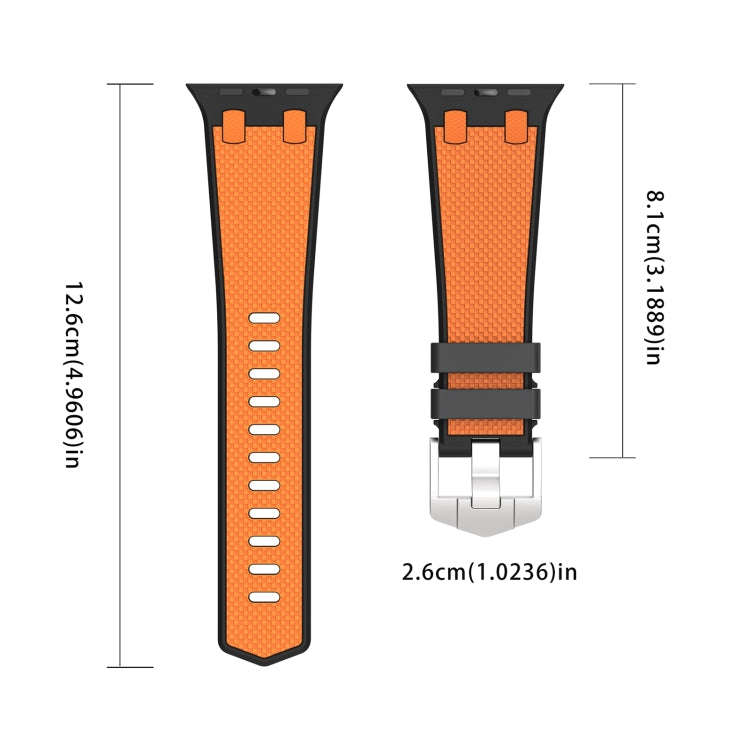 For Apple Watch Ultra 49mm Oak Silicone Watch Band(Black Orange)