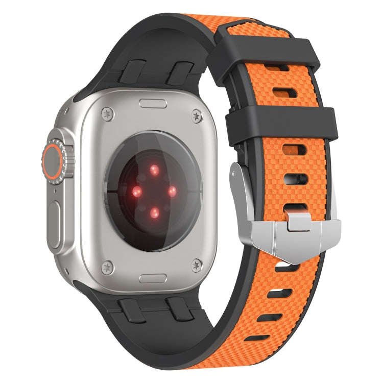 For Apple Watch Ultra 49mm Oak Silicone Watch Band(Black Orange)