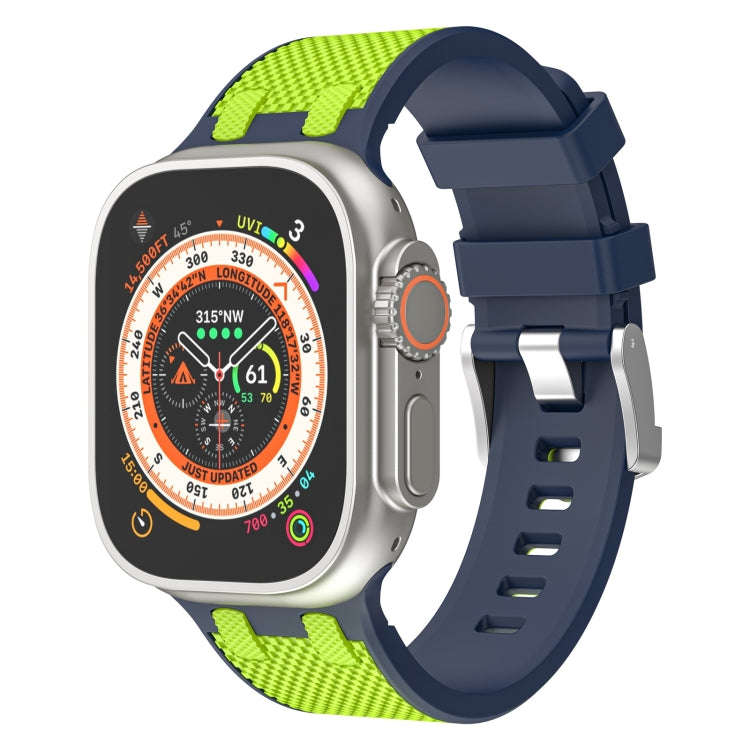 For Apple Watch Ultra 49mm Oak Silicone Watch Band(Blue Lime)