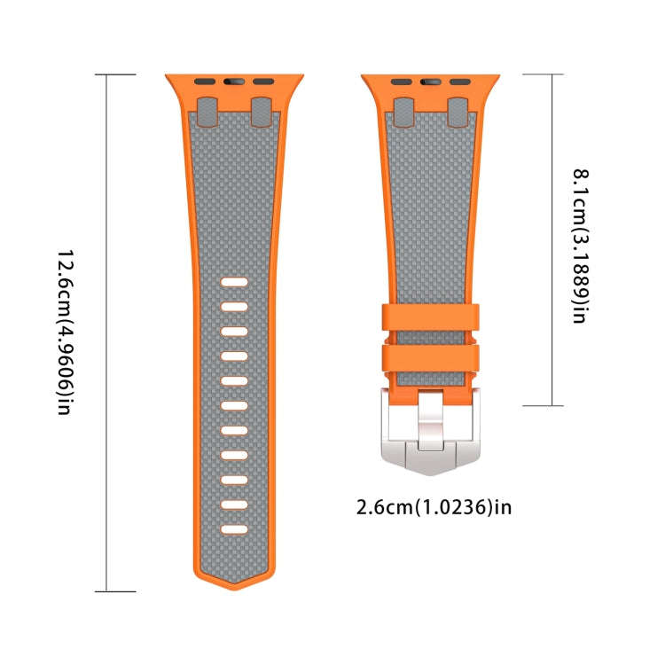 For Apple Watch Series 4 44mm Oak Silicone Watch Band(Orange Grey)