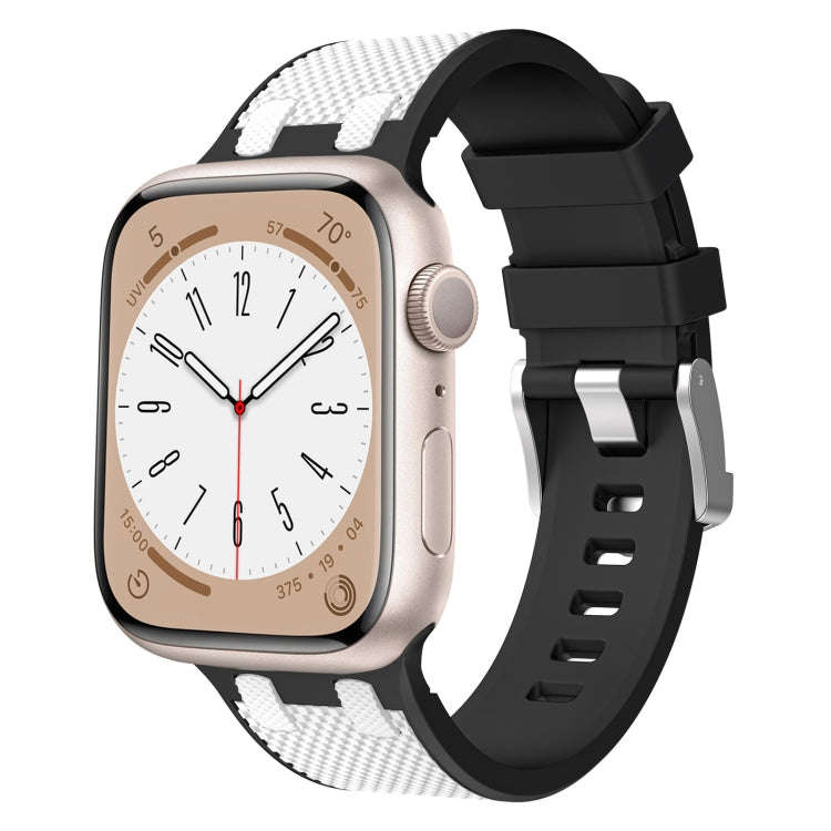For Apple Watch Series 3 42mm Oak Silicone Watch Band(Black White)